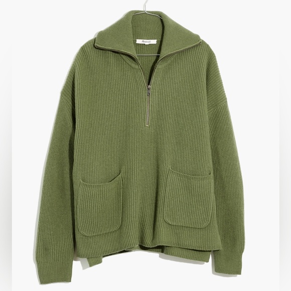 Madewell Sweaters - Madewell Glenbrook Half-Zip Merino Wool Blend Sweater Olive Green Size Small